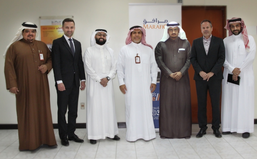 From left: Tariq Al-Suhayyan, Lead SAP Consultant, Marafiq; Andy Froemmel, Head of Cloud Solutions, SAP Saudi Arabia; Abdurrahman Atiqullah, Digital Transformation Leader, Energy Industry – SAP Saudi Arabia; Ahmed Al-Khars, General Manager, Information Technology – Marafiq; Mosaab Al-Moaily, Manager and Project Leader, Information Technology – Marafiq; Hans Juergen Schmitt, Account Executive  – SAP Saudi Arabia; Fahd Nawwab: Director, Energy Industry – SAP Saudi Arabia. – SG


