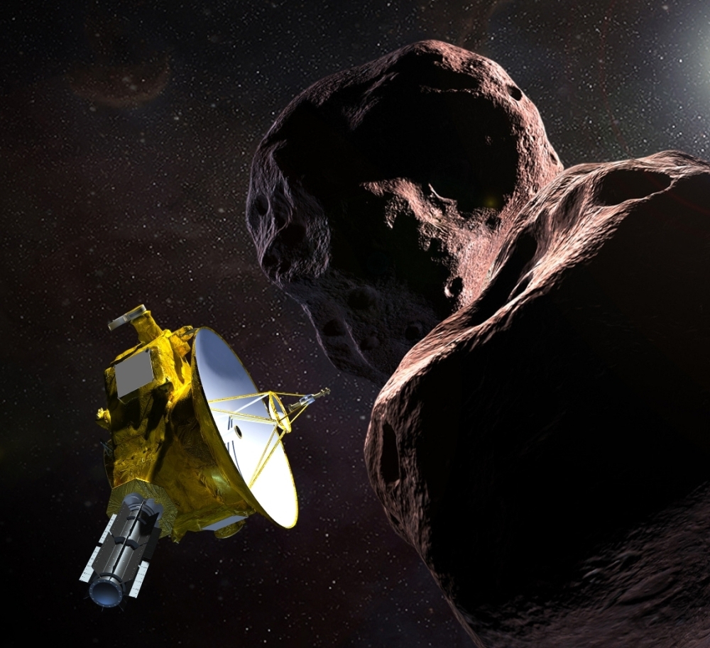 This artist’s illustration obtained from NASA on Dec. 21, 2018 shows the New Horizons spacecraft encountering 2014 MU69 – nicknamed “Ultima Thule” – a Kuiper Belt object that orbits one billion miles beyond Pluto. — AFP