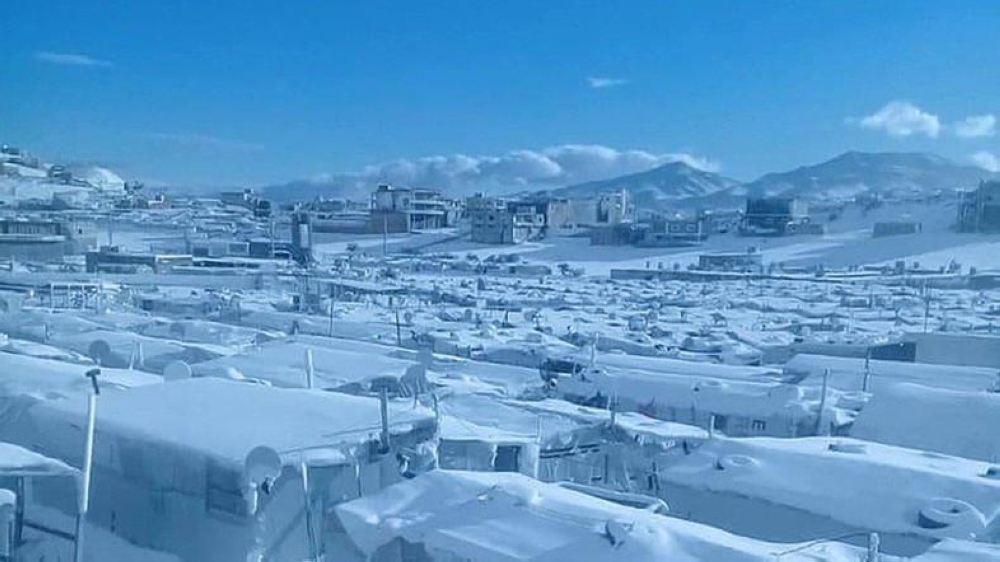 Arsal Syrian refugee camp in Lebanon fully covered with snow following Storm Norma. — Courtesy photo