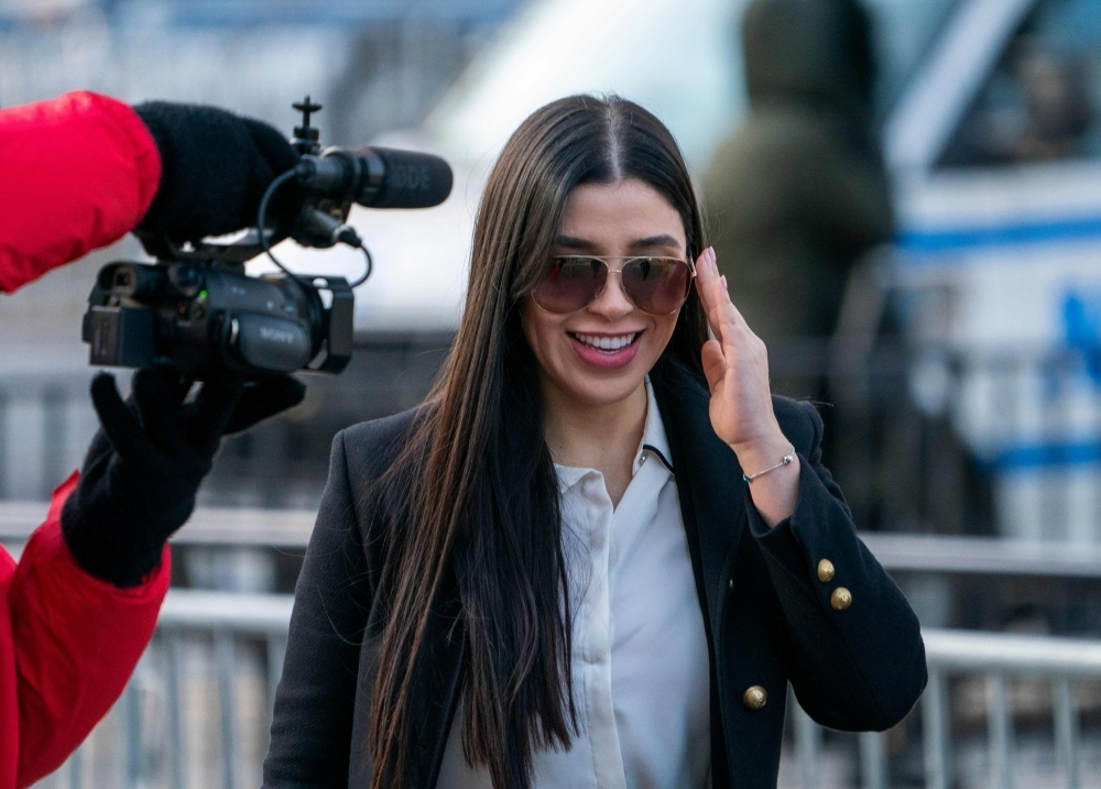 The wife of Joaquin “El Chapo” Guzman, Emma Coronel Aispuro, arrives at the US Federal Courthouse in Brooklyn in New York on Monday. — AFP