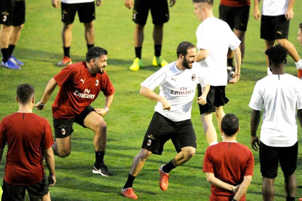 ACMilan training session in Jeddah