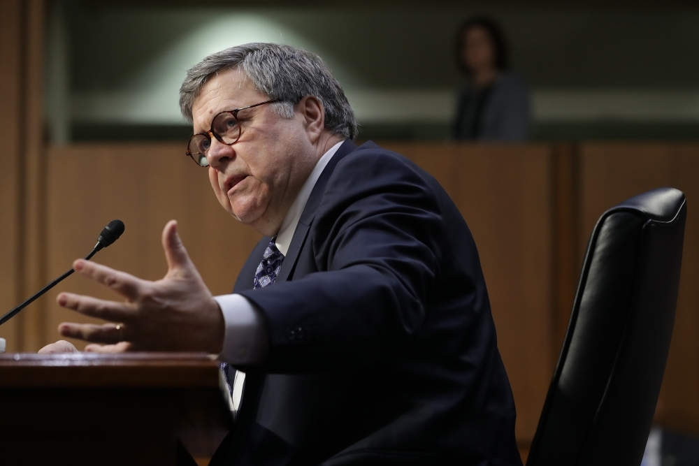 US Attorney General nominee William Barr testifies at his confirmation hearing before the Senate Judiciary Committee  in Washington on Tuesday. — AFP