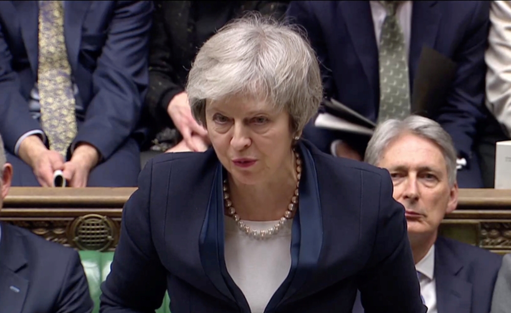 Prime Minister Theresa May addresses Parliament after the vote on May’s Brexit deal in London on Tuesday. — Reuters