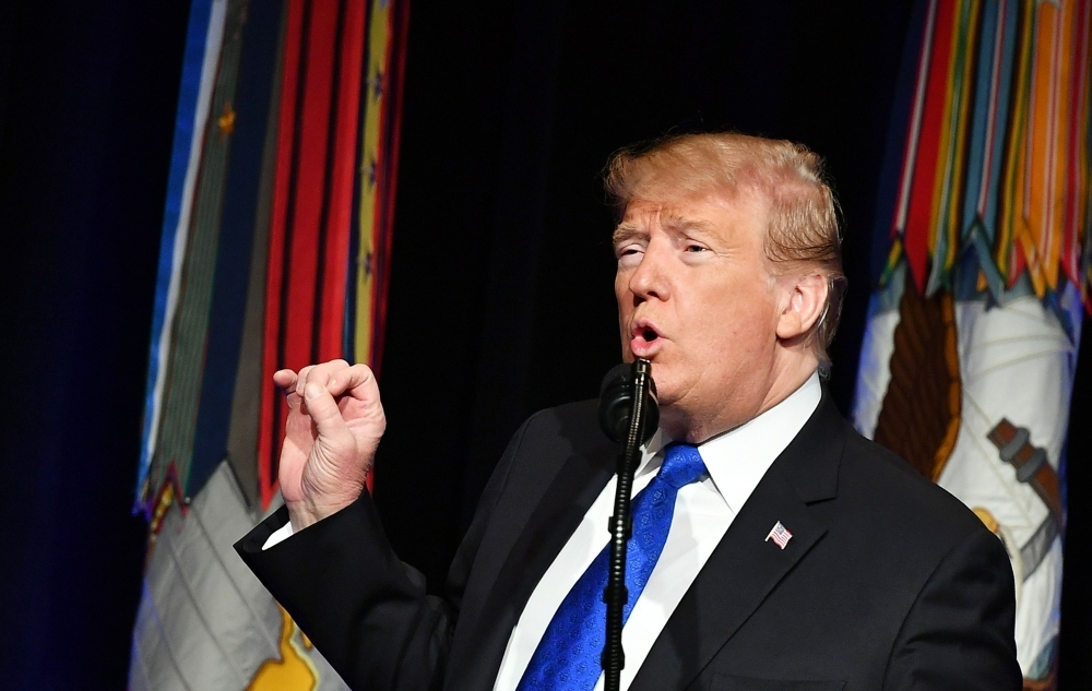 US President Donald Trump speaks during the Missile Defense Review announcement at the Pentagon in Washington on Thursday. — AFP