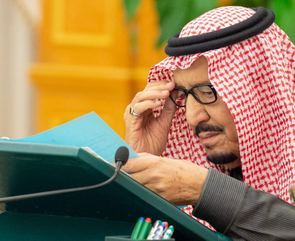 Custodian of the Two Holy Mosques King Salman chairs Council of Ministers’ session at Al-Yamamah Palace in Riyadh on Tuesday. Crown Prince Muhammad Bin Salman, deputy premier and minister of defense, attends the Cabinet session. — SPA