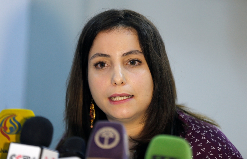 Mirella Hodeib, Spokeswoman for the International Committee of the Red Cross, addresses a news conference in Sanaa on Wednesday on the planned prisoners swap between Houthis and Yemen's internationally-recognised government. — Reuters