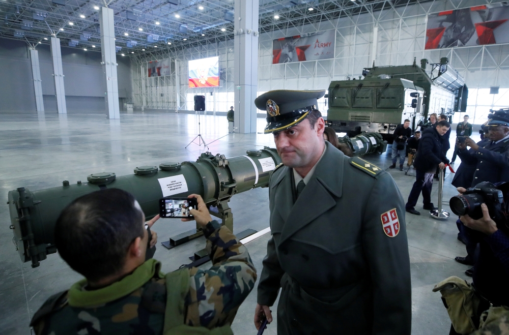 Journalists and military attaches attend a news briefing, organized by Russian defense and foreign ministries and dedicated to cruise missile systems including SSC-8/9M729 model, at Patriot Expocentre near Moscow, Russia, in this Jan. 23, 2019 file photo. — Reuters