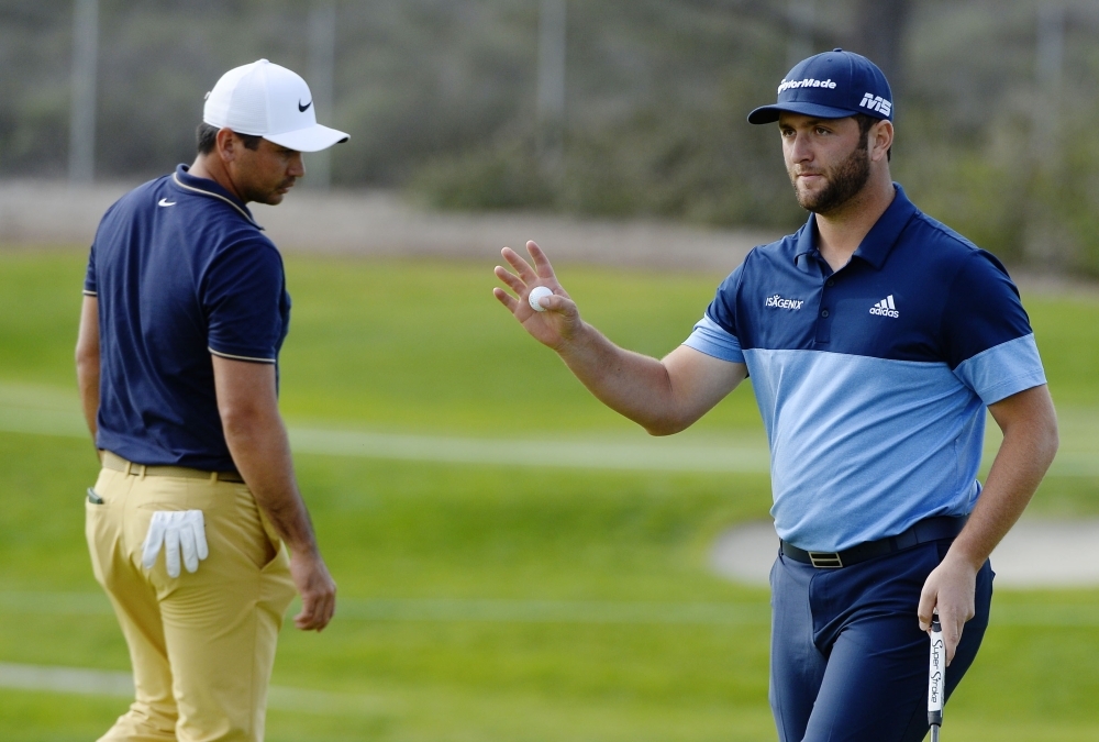 Jon Rahm of Spain reacts to his putt on the sixth hole on the North Course during the first round of the 2019 Farmers Insurance Open at Torrey Pines Golf Course on Thursday in San Diego, California. — AFP