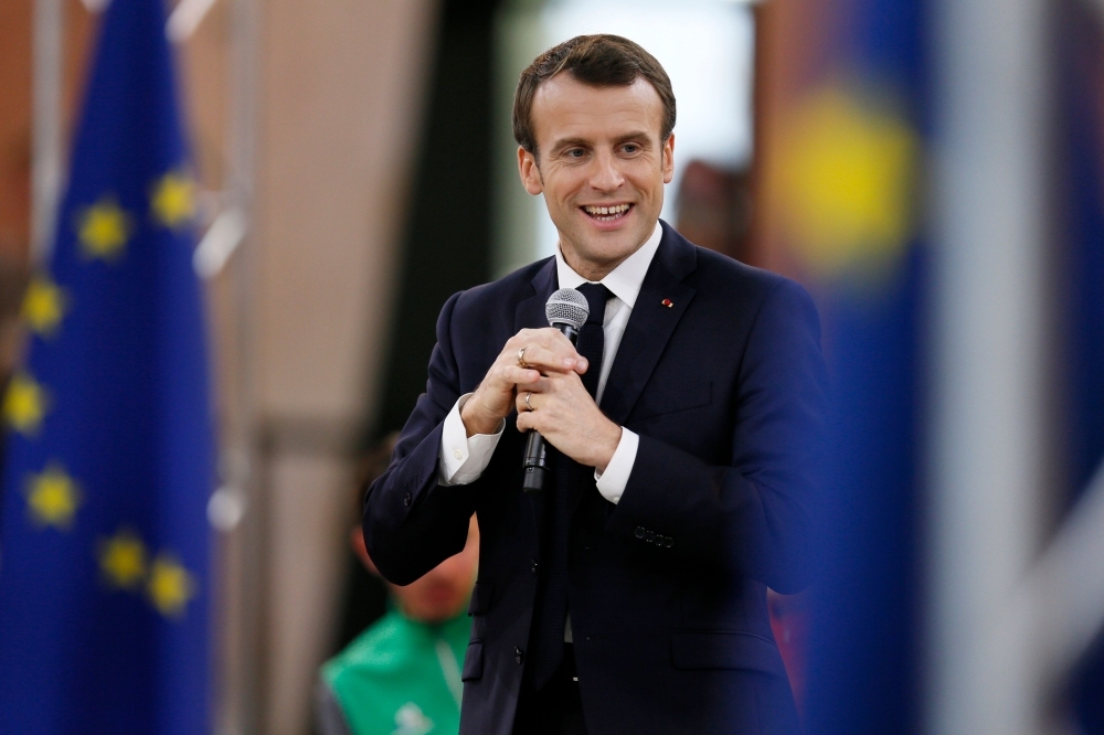 French President Emmanuel Macron speaks during a meeting with youths as part of the 