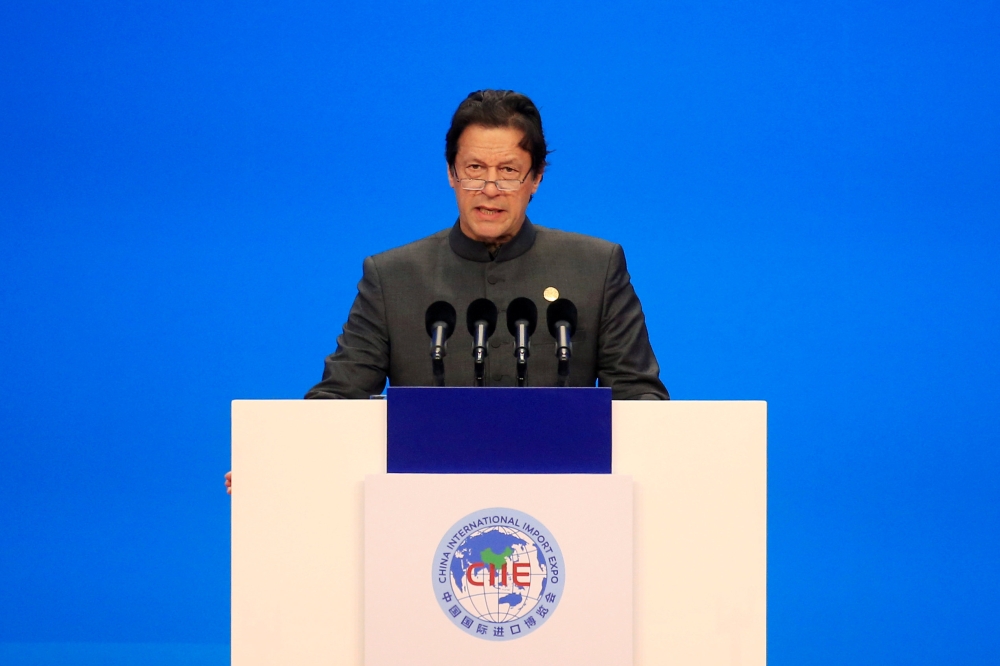 Pakistani Prime Minister Imran Khan speaks at the opening ceremony for the first China International Import Expo (CIIE) in Shanghai, China, in this Nov. 5, 2018 file photo. — Reuters