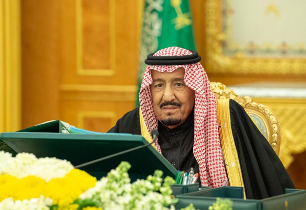 Custodian of the Two Holy Mosques King Salman chairs the Council of Ministers’ session at Al-Yamamah Palace in Riyadh on Tuesday. — SPA