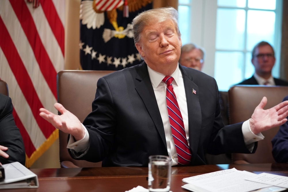 US President Donald Trump speaks during a cabinet meeting in the Cabinet Room of the White House in Washington on Tuesday. — AFP