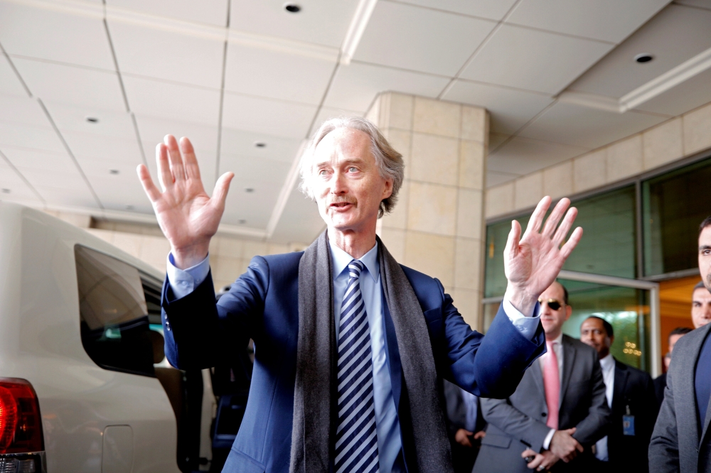 United Nations Special Envoy to Syria Geir Pedersen gestures in Damascus, Syria, in this Jan. 15, 2019 file photo. — Reuters