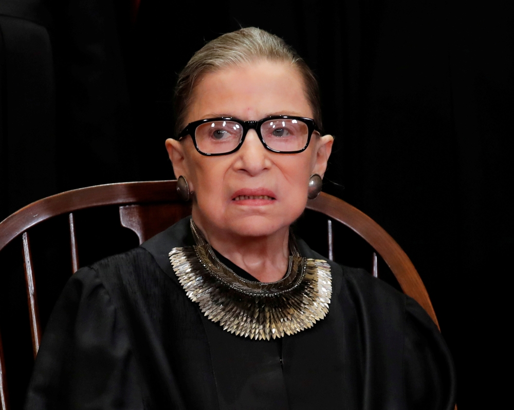 US Supreme Court Associate Justice Ruth Bader Ginsburg is seen during a group portrait session for the new full court at the Supreme Court in Washington in this Nov. 30, 2018 file photo. — Reuters