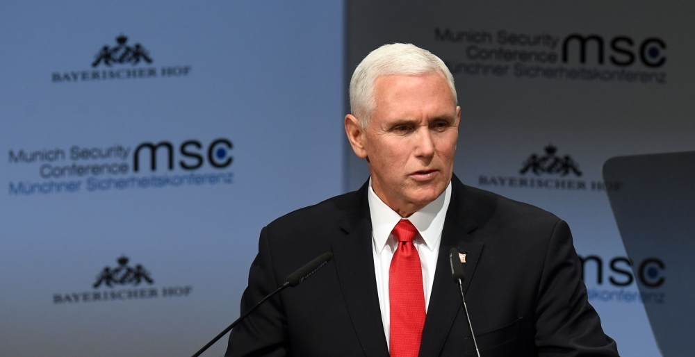 US Vice President Mike Pence delivers a speech during the 55th Munich Security Conference in Munich, southern Germany, on Saturday. — AFP