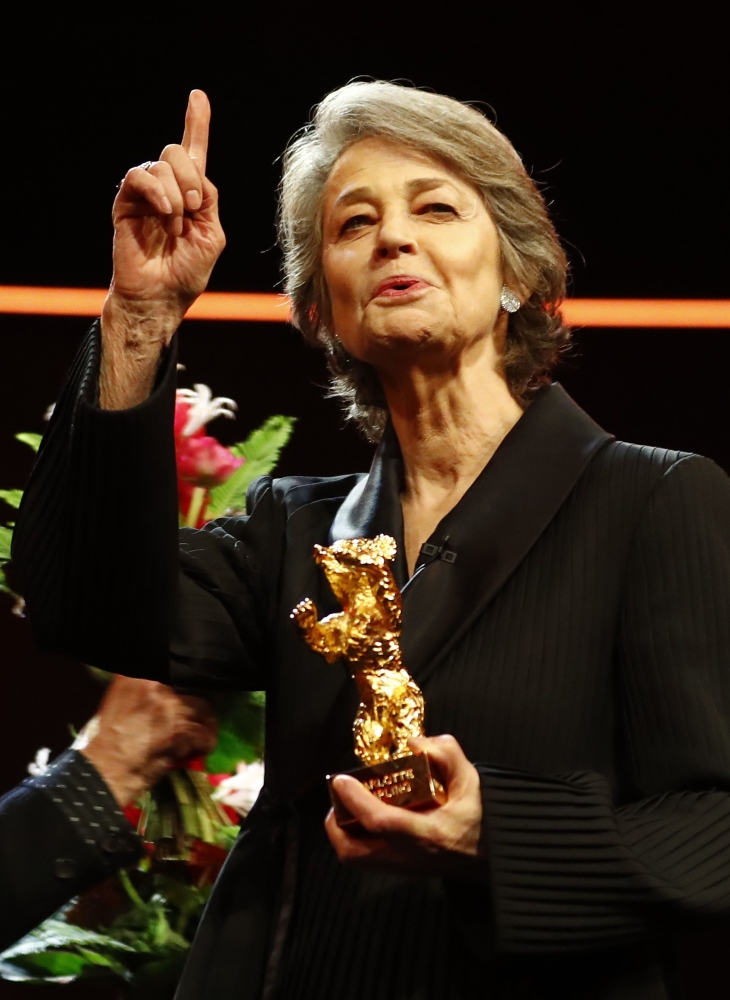 Actress Charlotte Rampling accepts an Honorary Golden Bear award at the 69th Berlinale International Film Festival in Berlin, Germany. — Reuters