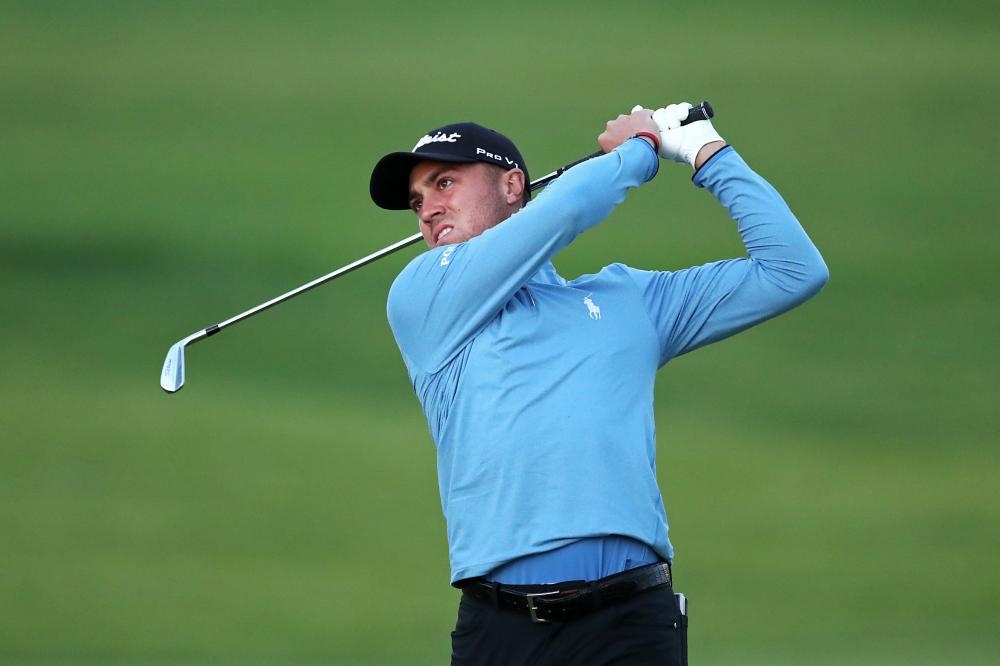 Justin Thomas hits a second shot on the 2nd hole during the third round of the Genesis Open at Riviera Country Club in Pacific Palisades, California, Saturday. — AFP 
