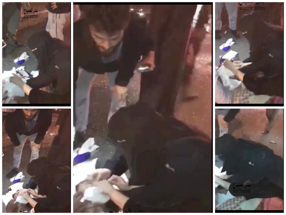 This combo picture shows Saudi nurses Mariam Al-Shammari and Wafa Al-Anzi saving the life of a man who was lying breathless in a street in Hail after swallowing his tongue.