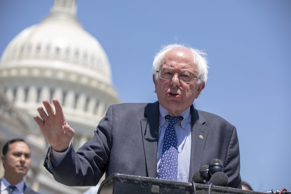 Senator Bernie Sanders speaks during a news conference regarding the separation of immigrant children at the US Capitol in Washington in this July 9, 2018 file photo. — AFP