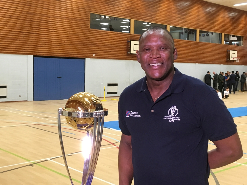 Devon Malcolm is seen at the Lords Taverners Wicketz community program at Putteridge High School in Luton, Britain on Wednesday. — Reuters