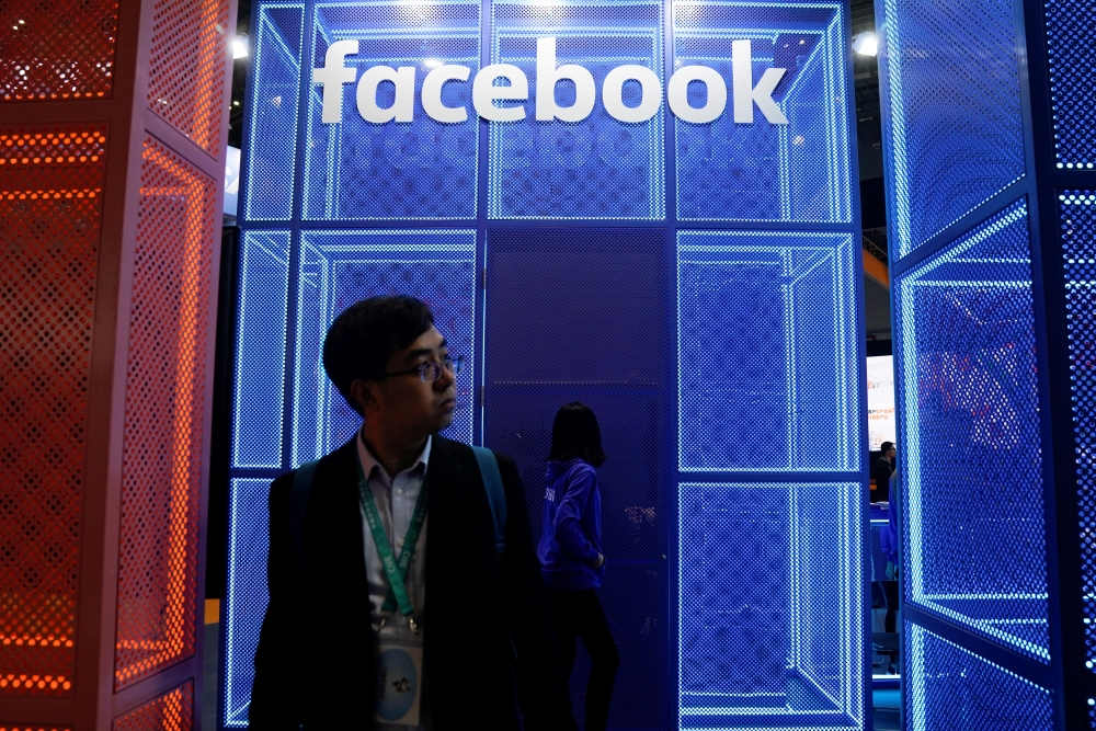 A Facebook sign is seen during the China International Import Expo (CIIE), at the National Exhibition and Convention Center in Shanghai, China , in this file photo. — Reuters