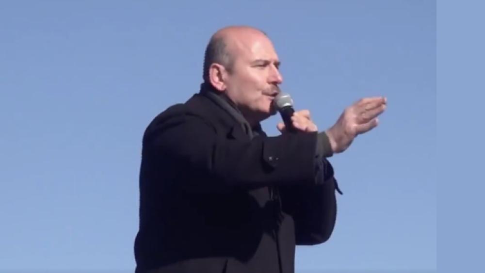 Turkish Interior Minister Suleyman Soylu addressing his supporters in Diyarbakir. — Courtesy: Social media