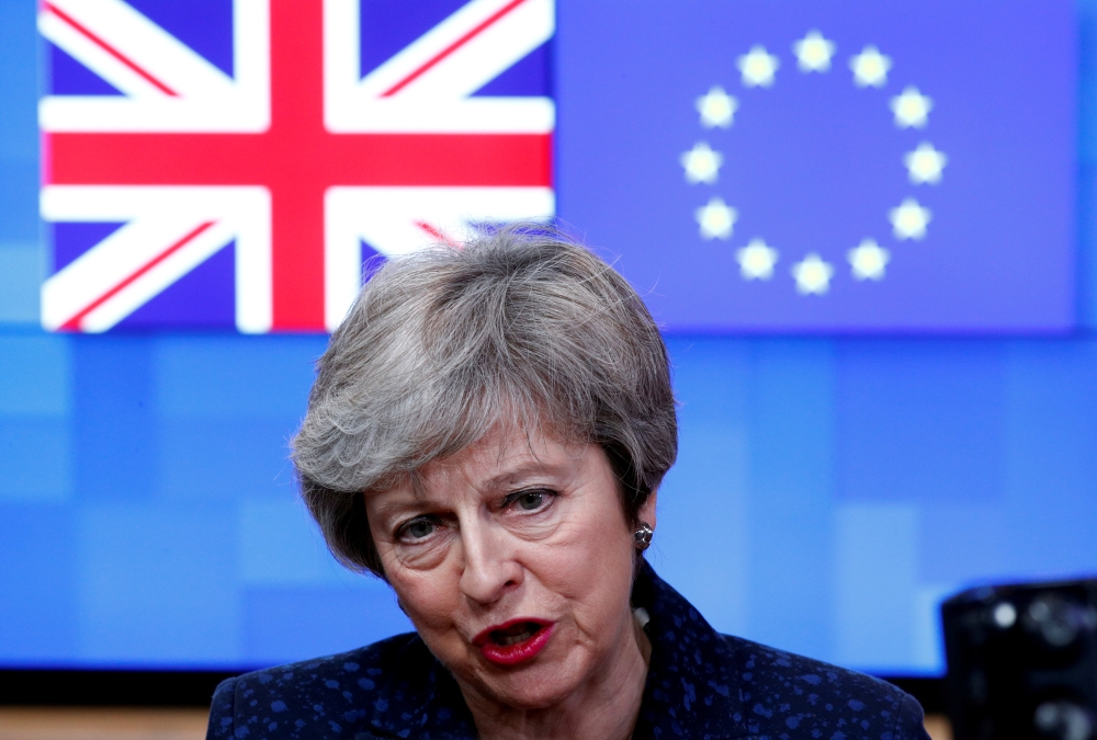 British Prime Minister Theresa May speaks at the European Council headquarters in Brussels, Belgium, in this Feb. 7, 2019 file photo. — Reuters