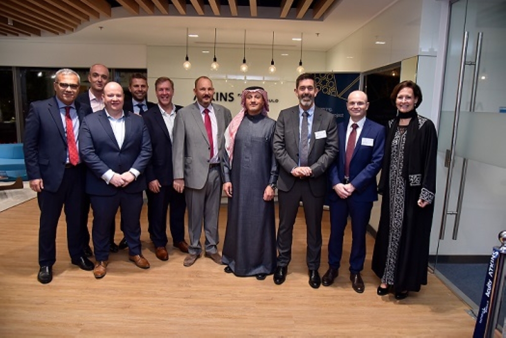 Top officials at the inauguration of Atkins' new office in Riyadh to drive its expansion in Saudi Arabia. — Courtesy photo