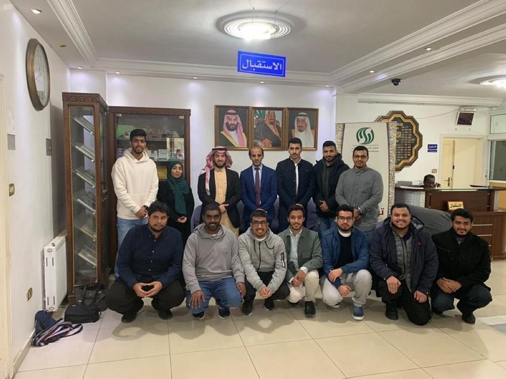 Saudi trainees, including 13 specialists, pose for a group photo before their departure to Jordan. — SPA