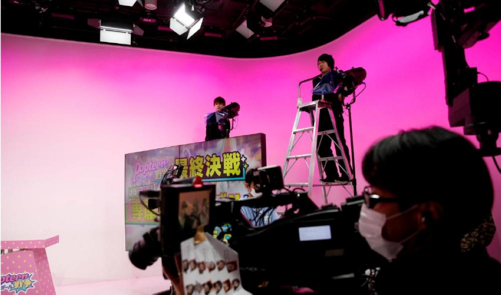 AbemaTV's staff prepare for filming at its studio in Tokyo, Japan. — Reuters