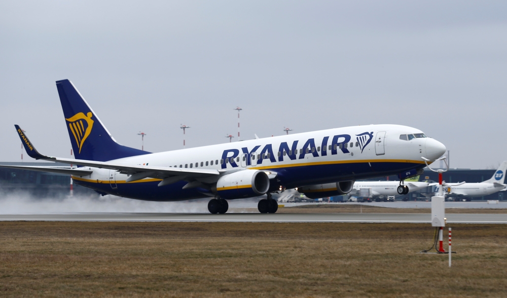 A Ryanair Boeing 737-8AS plane takes off at the Riga International Airport, Latvia, on Friday. — Reuters