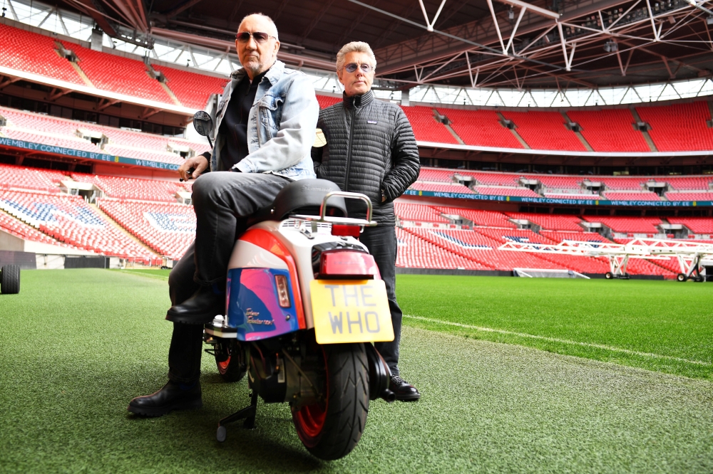 Roger Daltrey and Pete Townshend of British band The Who pose for a picture at Wembley Stadium in London. — Reuters