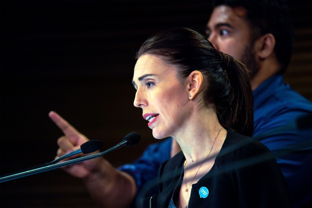 New Zealand Prime Minister Jacinda Ardern speaks during a Post Cabinet media press conference at Parliament in Wellington on Monday. — AFP
