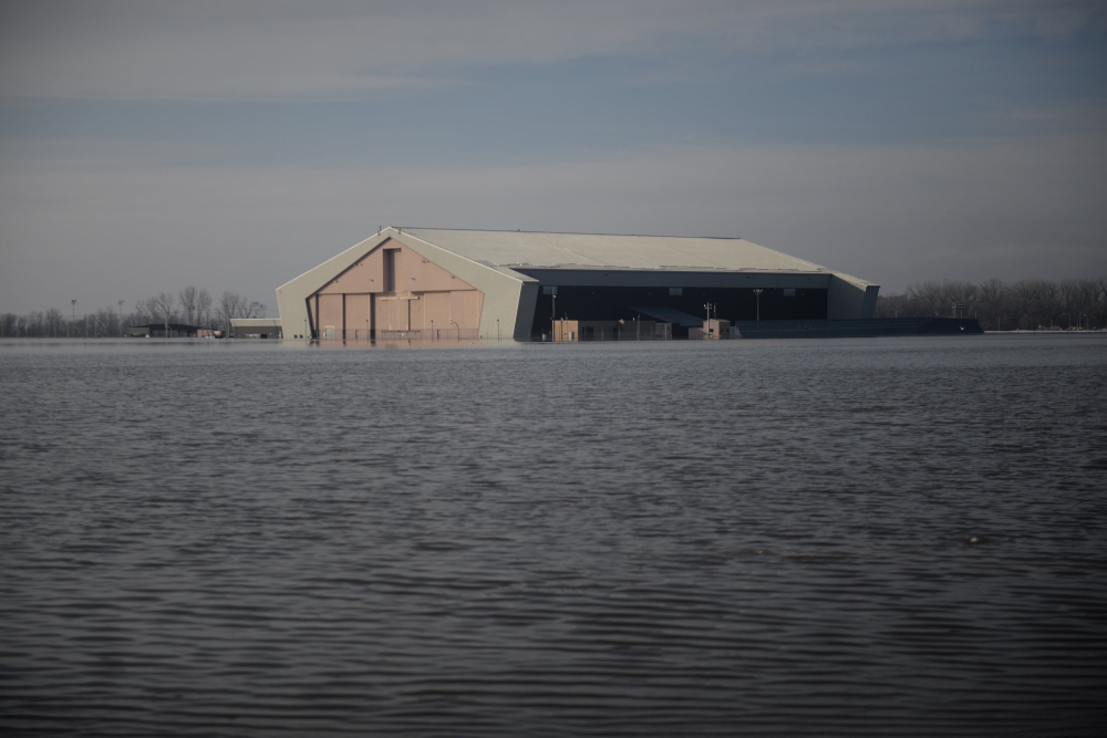 One of many areas near the southeast side of Offutt Air Force Base affected by flood waters is seen in Nebraska in this March 16, 2019 file photo. — Reuters