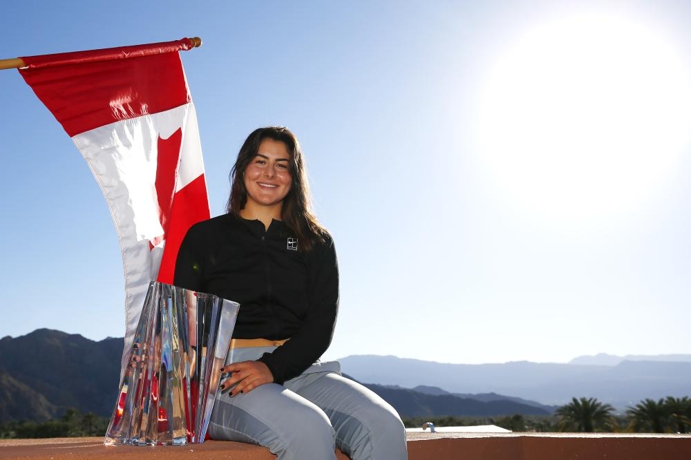 Bianca Andreescu poses with the Indian Wells Trophy. — AFP 