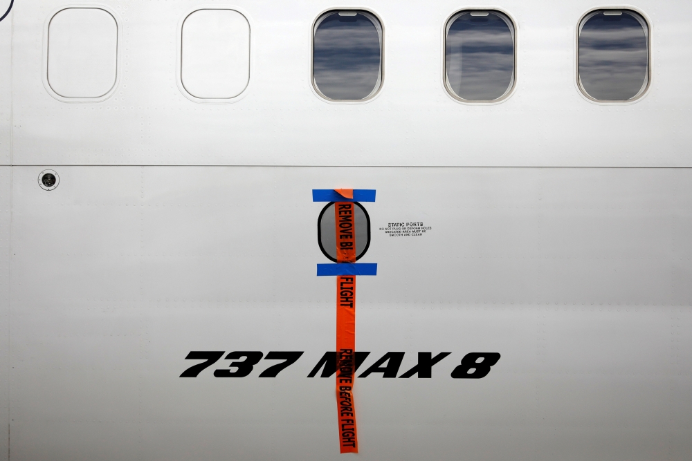 A seal is seen on Garuda Indonesia’s Boeing 737 Max 8 airplane parked at the Garuda Maintenance Facility AeroAsia, at Soekarno-Hatta International airport near Jakarta, Indonesia, in this March 13, 2019 file photo. — Reuters