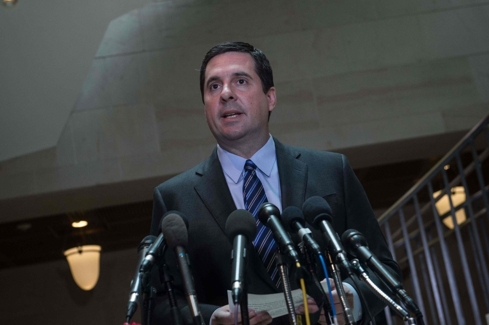US Representative from California Devin Nunes, chairman of the House Intelligence Committee, speaks to the press about the investigation of Russian meddling in the 2016 presidential election on Capitol Hill in Washington in this March 24, 2017 file photo. — AFP