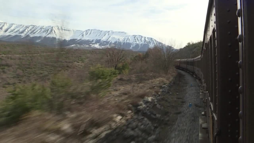 A view of the train passing through Italy’s very own “Trans-Siberian” railway in this file photo. — AFP