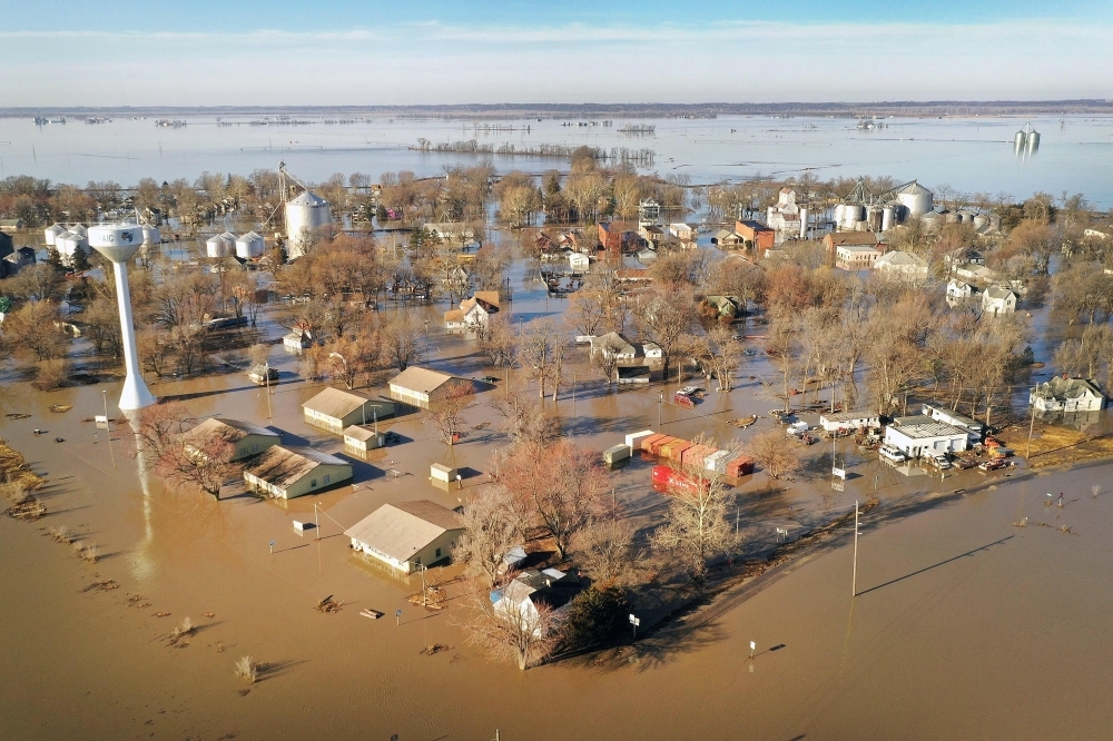 Floodwater surrounds the town in Craig, Missouri, in this March 22, 2019 file photo. — AFP