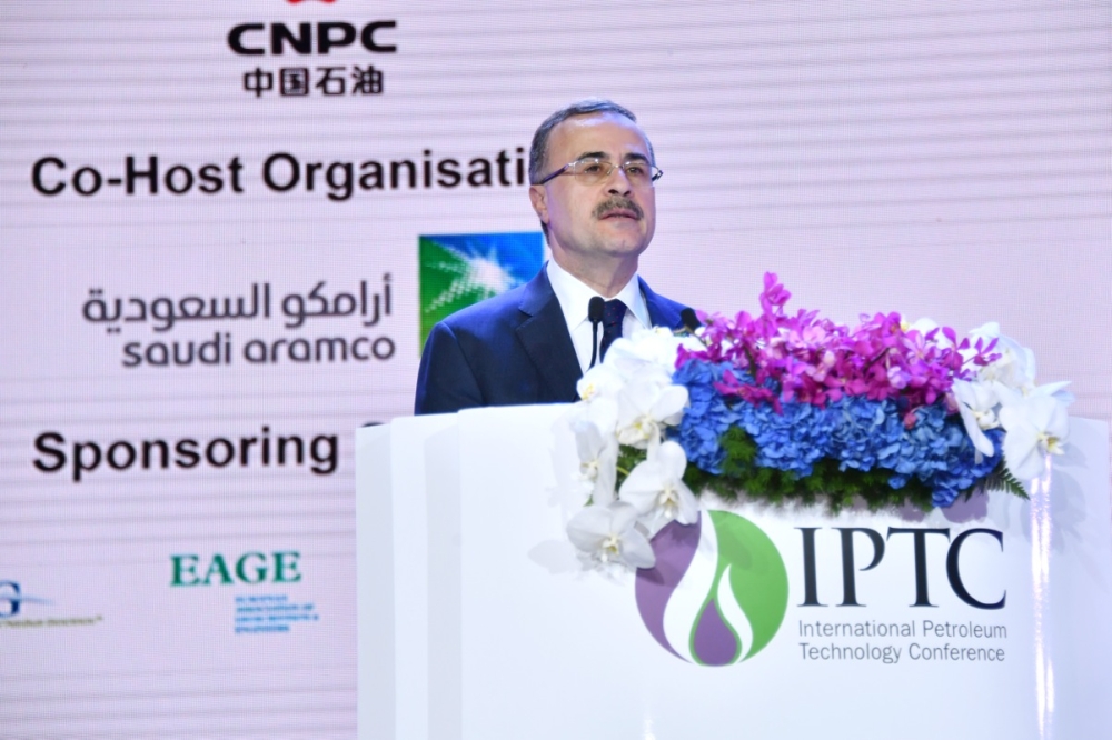 


President and CEO Amin Nasser stresses the importance of the role oil and gas will play in global energy transition for the decades to come, and the need to seize the opportunity of innovation and technology in lightening the carbon footprint of fuel products at the opening of the 11th International Petroleum Technology Conference in Beijing on March 26.

