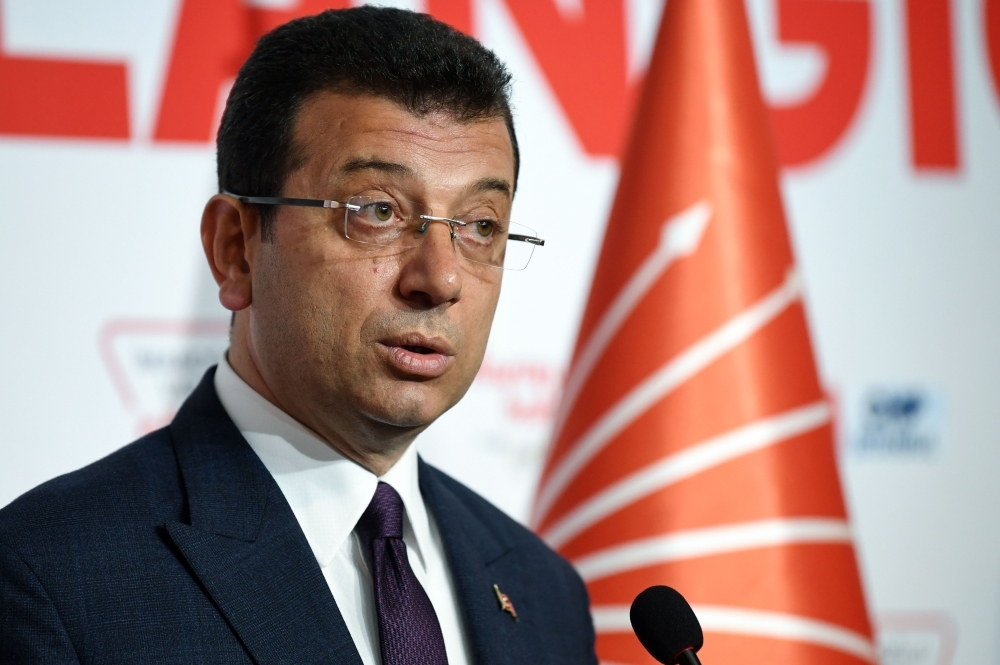 Turkey’s main opposition party CHP candidate Ekrem Imamoglu, who claimed victory as Istanbul mayor, speaks during a press conference at the CHP’s election coordination center in Istanbul on Wednesday. — AFP