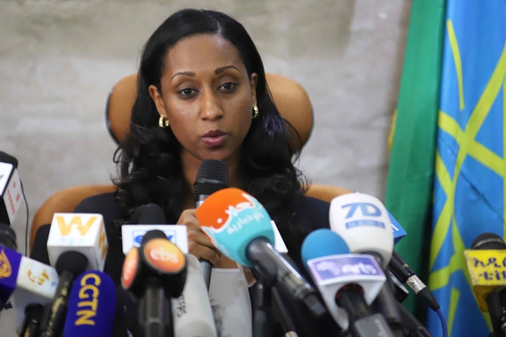 Ethiopian Transport minister Dagmawit Moges addresses a press conference in Addis Ababa on the preliminary report on the Ethiopian Airlines ET 302 plane crash on Thursday. — AFP
