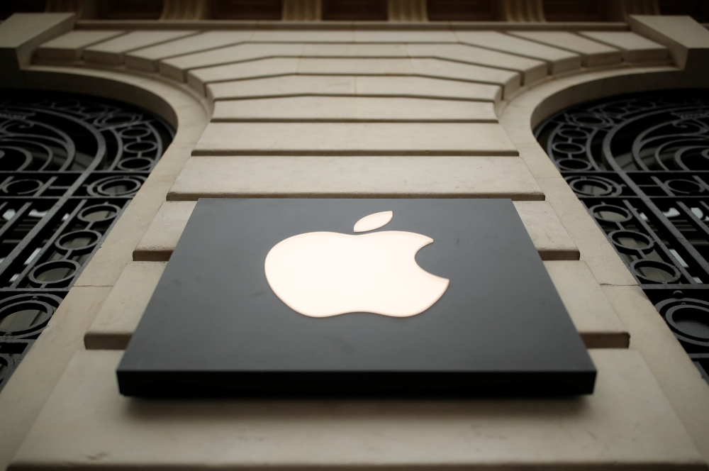 The logo of Apple company is seen outside an Apple store in Paris, France, on Wednesday. — Reuters