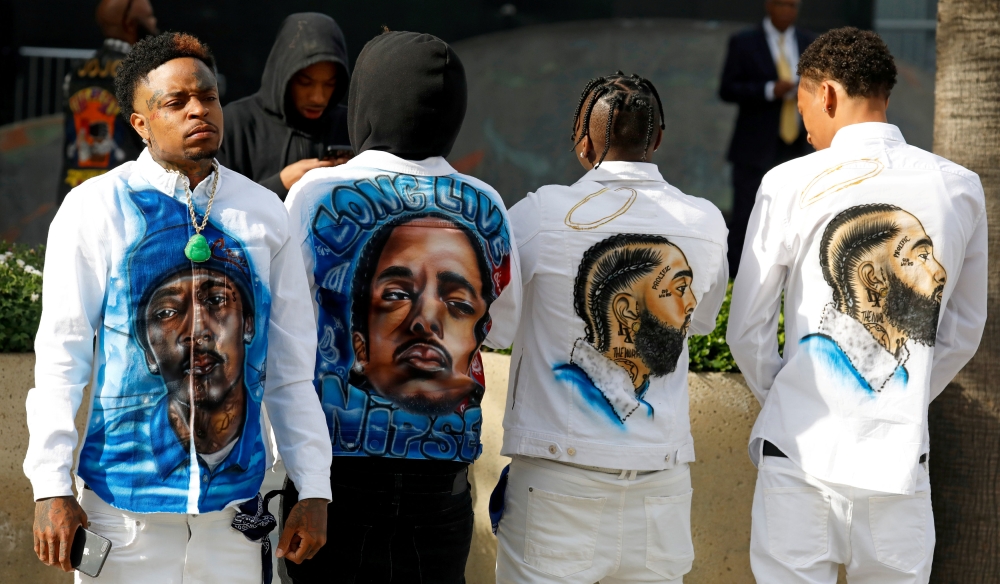 Mourners at Staples Center at a memorial for rapper Nipsey Hussle in Los Angeles, California. — Reuters