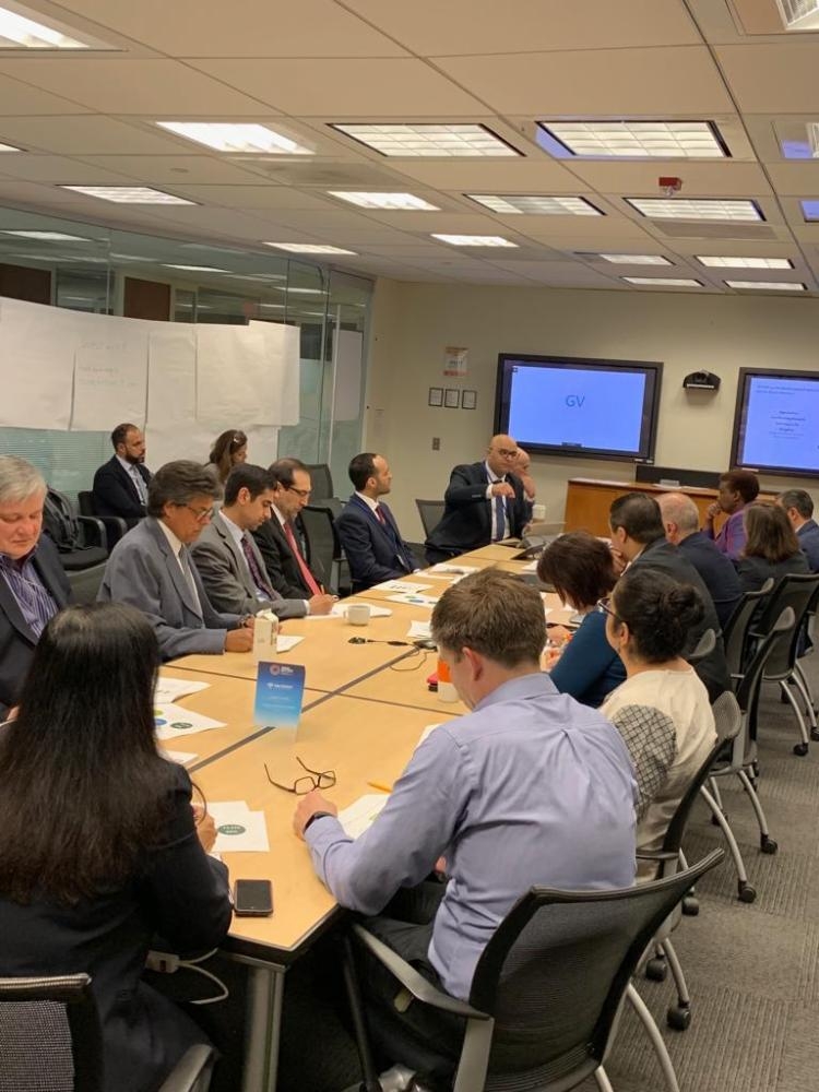 


SAGIA Deputy Governor Ibrahim AlSuwail (second, right) presents case study on National Licensing Reform Program as part of Saudi delegation at the World Bank’s Spring Meetings in Washington, D.C.