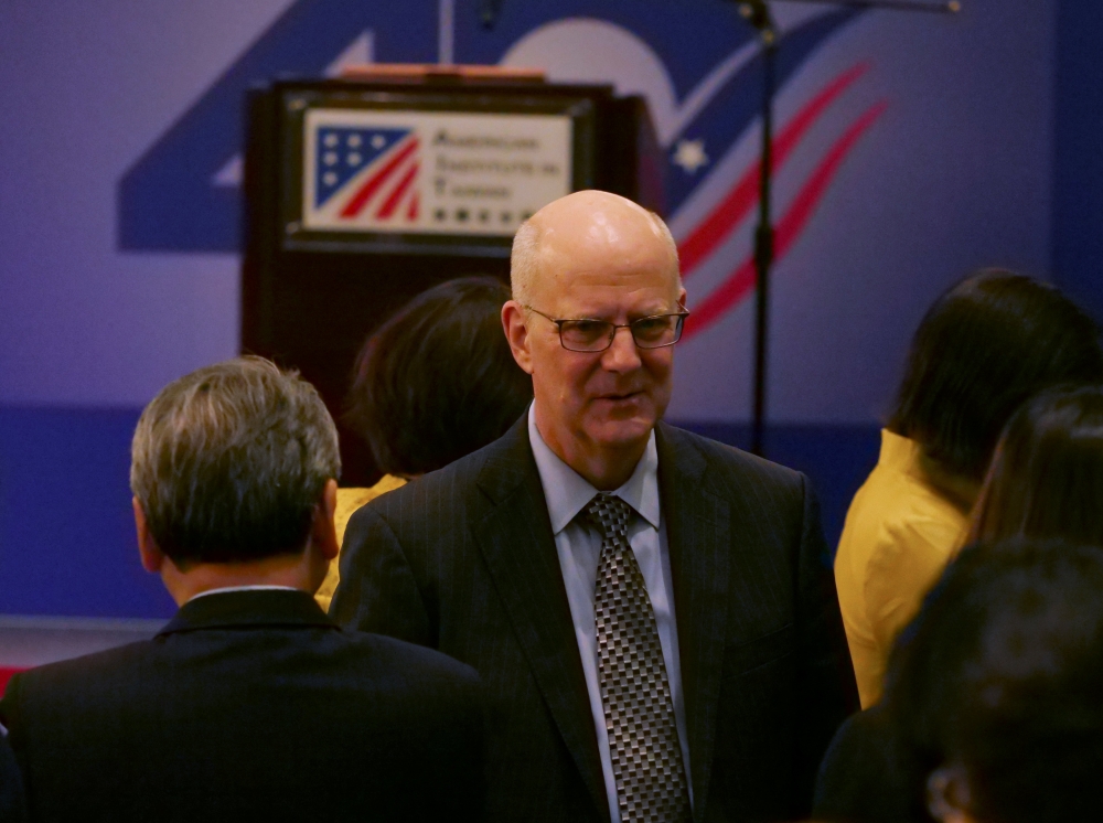 US Deputy Assistant Secretary of State David Meale attends a ceremony at the American Institute in Taiwan (AIT), to mark the 40th anniversary of the Taiwan Relations Act, in Taipei, Taiwan, on Monday. — Reuters