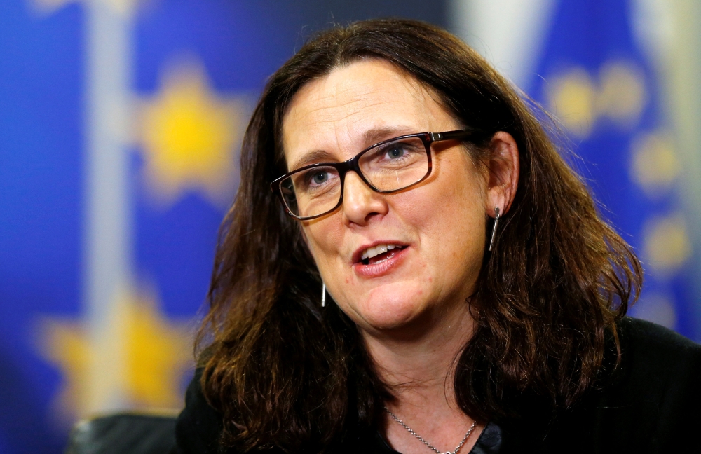 European Trade Commissioner Cecilia Malmstrom speaks during an interview with Reuters at the EU Commission headquarters in Brussels, Belgium, in this Jan. 15, 2018 file photo. — Reuters