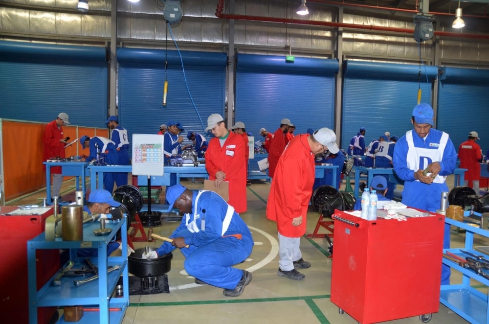 


Graduates of the Saudi-Japanese Automobile High Institute (SJAHI) in Jeddah test their skills at the 16th technical skills competition held by the institute.