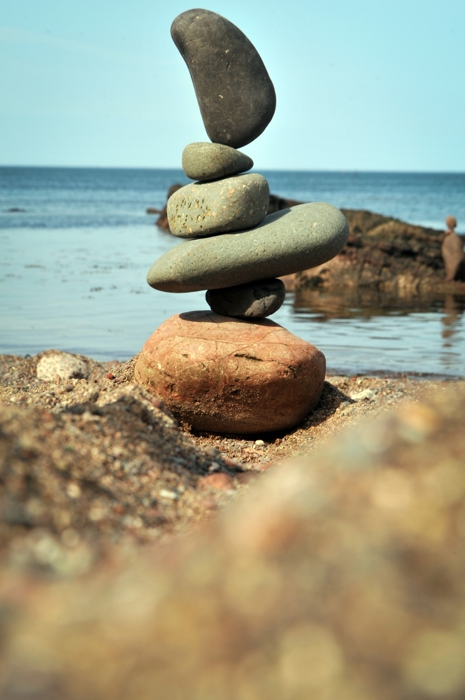 Pictures show a balanced sculpture built during the European Stone Stacking Championships 2019 in Dunbar, Scotland. — AFP