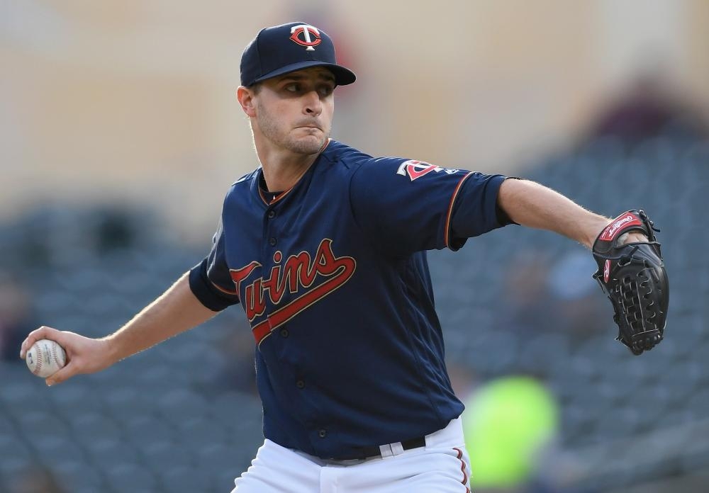 Jake Odorizzi of the Minnesota Twins delivers a pitch against the Houston Astros during their MLB game at Target Field in Minneapolis Monday. — AFP